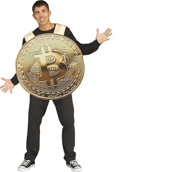 Bitcoin Crypto Money Halloween Costume OS Gold 1 Pc Tunic Pullover Adult Teen - Picture 1 of 5